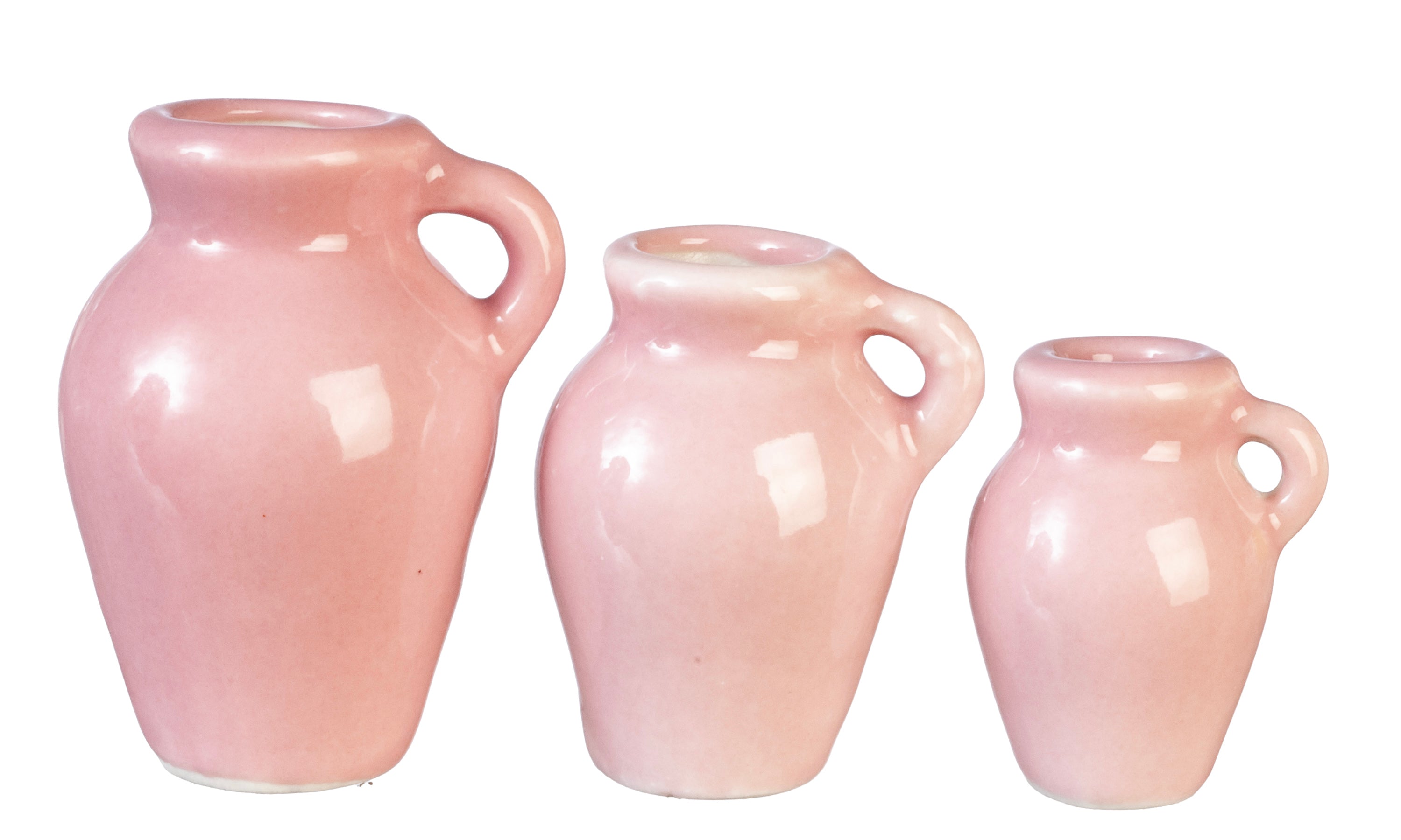 Dollhouse Miniature VASES - Set of 3 Pink Pitchers Minis