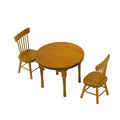 Dollhouse Miniature Wooden Dining Table 2 Chairs Set-3 Pieces